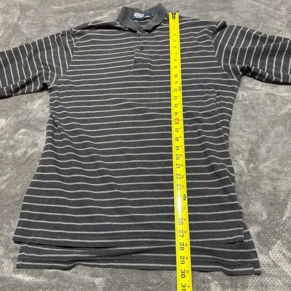 Polo Ralph Lauren Mens Long Sleeve Striped Polo Shirt Gray White‎ Size M Cotton